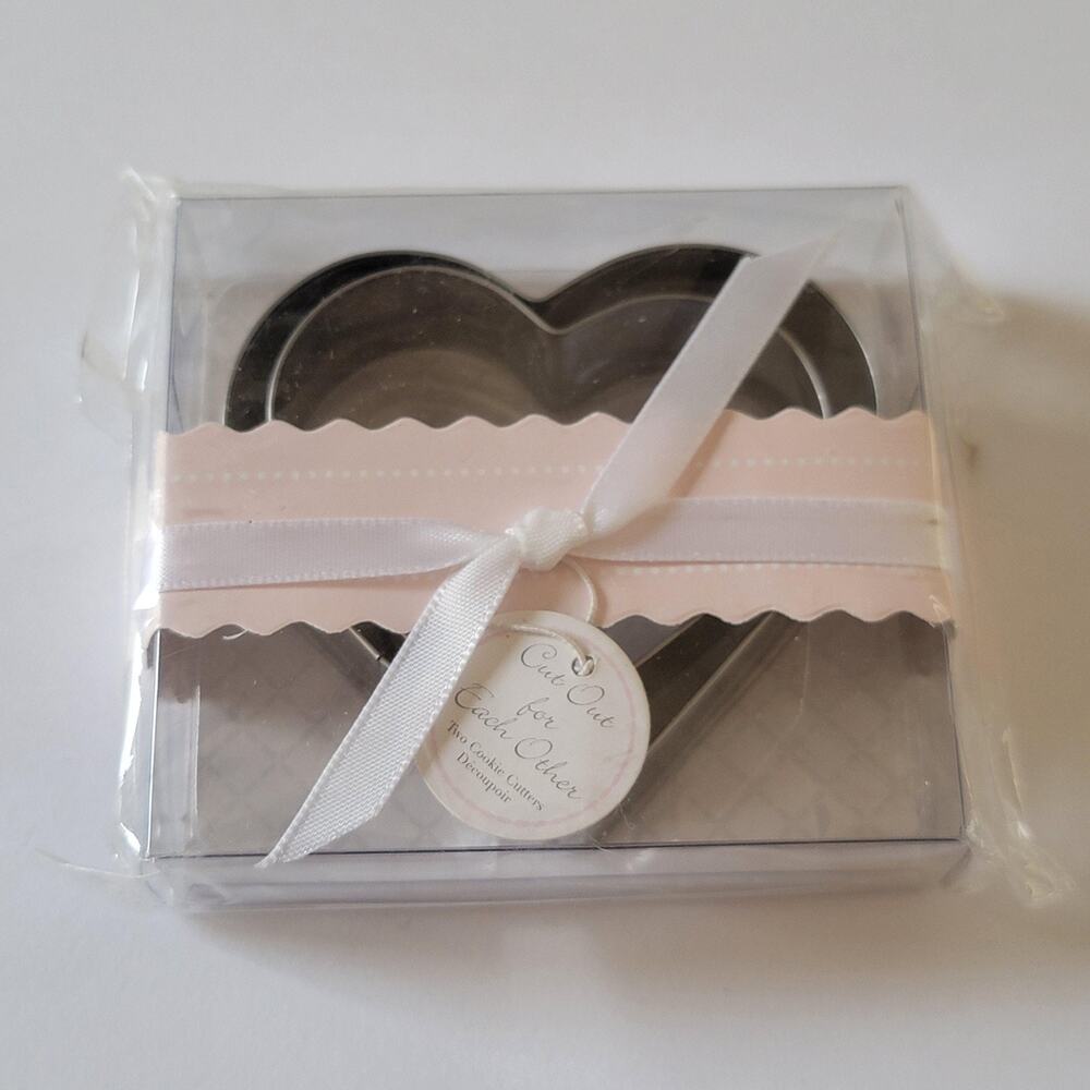 Silver Heart Cookie Cutter Set Wedding Favor Metal Baking Kitchen Gift Decor